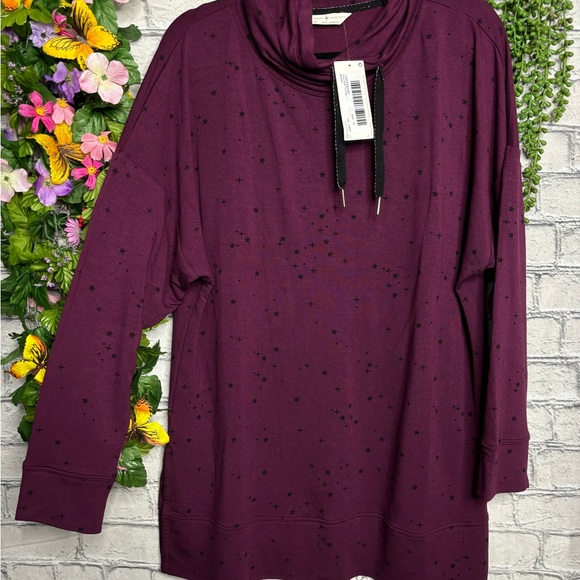 b💙2/$40💙NWT Mark & Spencer Star Printed Maroon Cowl Neck Sweater Size 16/XL - Picture 7 of 14